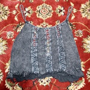 distressed black boho cami